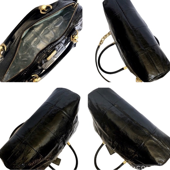 Coach Kristin (Retired) Black Patent Leather Pleated Satchel style 16016 - Picture 14 of 16